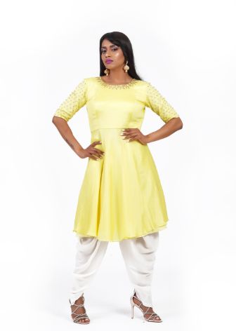 Yellow Shoulder Cut Patiyala Suit