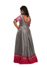 Load image into Gallery viewer, Red &amp; Grey Pure Raw Silk Traditional Long Dress
