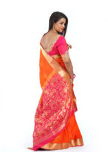 Load image into Gallery viewer, Traditional bright Orange And Hot pink Saree with Golden Embroidery

