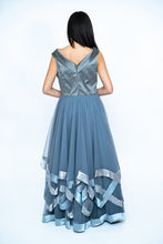 Load image into Gallery viewer, Gray Color Net Layered Long Dress
