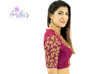 Load image into Gallery viewer, Burgundy Color Heavy  Zardozi Work Crop-Top Blouse
