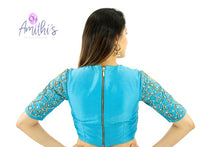 Load image into Gallery viewer, Blue Color Heavy Zardozi &amp; Stone Work Crop-Top Blouse
