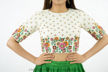 Load image into Gallery viewer, Cream Color Multi Thread Work Raw silk Blouse
