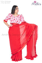 Load image into Gallery viewer, Red Color Georgette Saree With Floral Blouse
