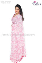 Load image into Gallery viewer, Pretty Pink Gorgette Saree With Black Work Blouse
