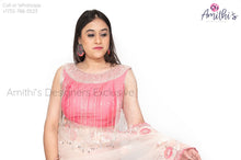 Load image into Gallery viewer, Blush Pink Floral Embroidery Work Saree With Stitched Blouse

