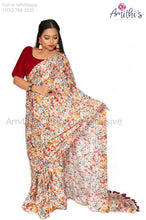 Load image into Gallery viewer, Soft Touch Printed Fall Colors Saree With Velvet Blouse
