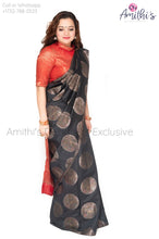 Load image into Gallery viewer, Black &amp; Orange Soft Silk Saree
