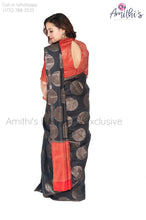 Load image into Gallery viewer, Black &amp; Orange Soft Silk Saree
