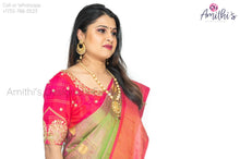 Load image into Gallery viewer, Pink &amp; Green Double Shaded Gadwal Silk Saree With Work Blouse
