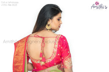 Load image into Gallery viewer, Pink &amp; Green Double Shaded Gadwal Silk Saree With Work Blouse
