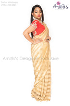 Load image into Gallery viewer, Gold &amp; Red combo Shimmer Saree With Instrumental Work Blouse
