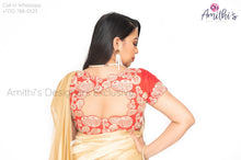 Load image into Gallery viewer, Gold &amp; Red combo Shimmer Saree With Instrumental Work Blouse
