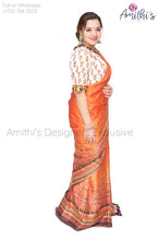 Load image into Gallery viewer, Orange Crape Saree With Kalamkari Work Blouse
