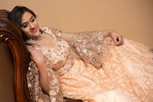 Load image into Gallery viewer, Peach Color Lehenga Set with Heavy Net Embroidery Bollywood Style
