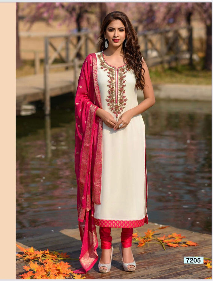 White and red  Combo Shalwar Suit Set