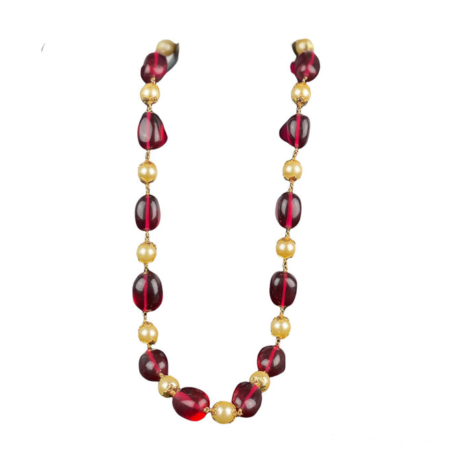 1 Gram Gold Ruby and pearl beads Necklace 17