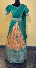 Load image into Gallery viewer, Green Floral organza Half saree Set
