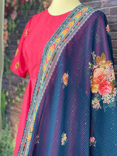 Load image into Gallery viewer, Dark pink color pure silk maggam work long dress
