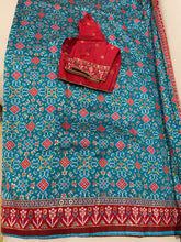 Load image into Gallery viewer, Blue color Patola Print soft silk saree
