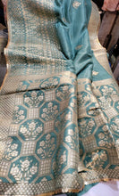 Load image into Gallery viewer, Blue color Munga Silk Saree With Stitched  Blouse

