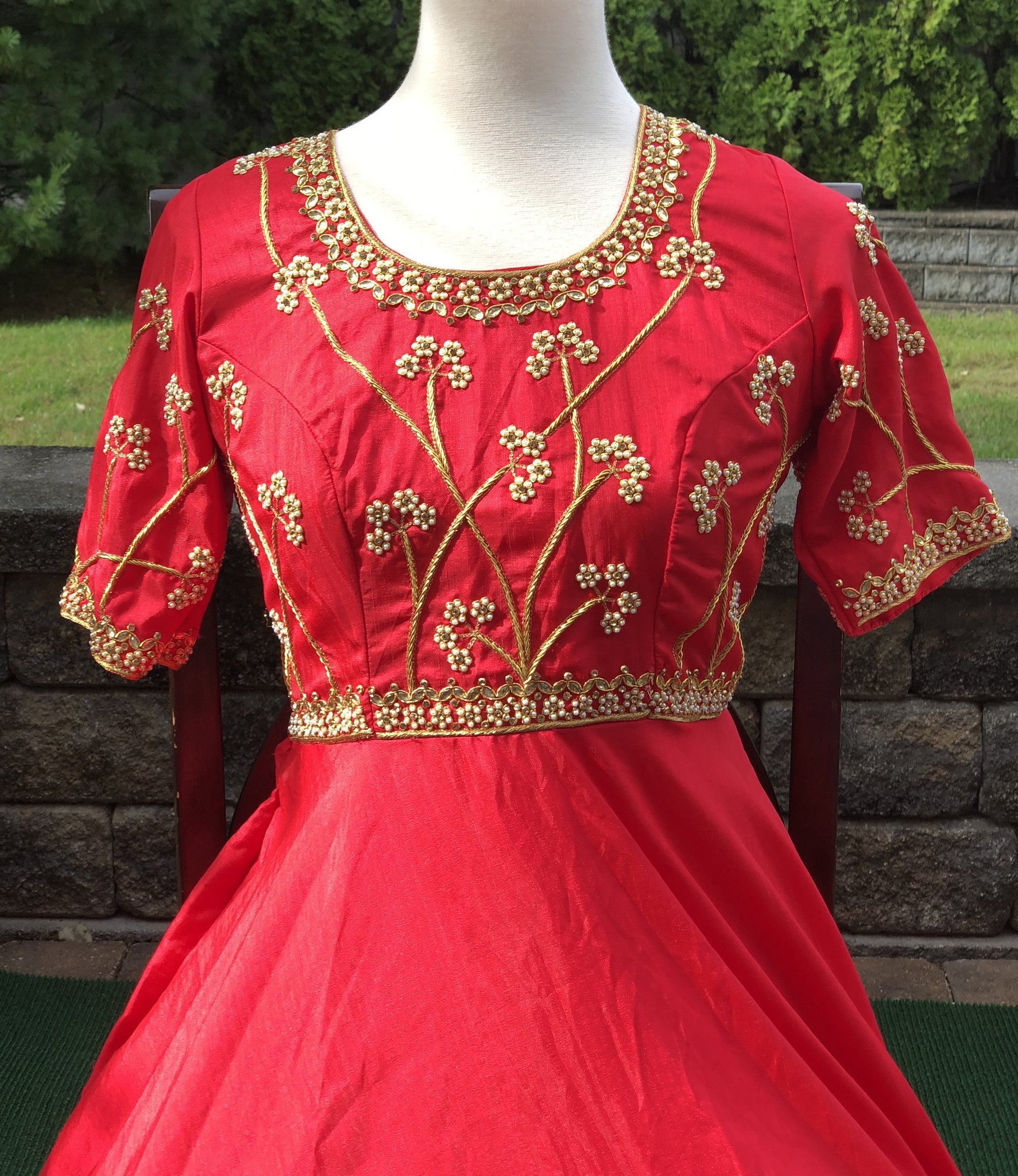 Pakistani Red Dress in Bridal Lehenga Gown Style Online – Nameera by Farooq