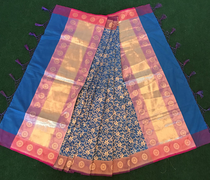 Blue & Gold Combo Pure Banaras Silk Dupatta