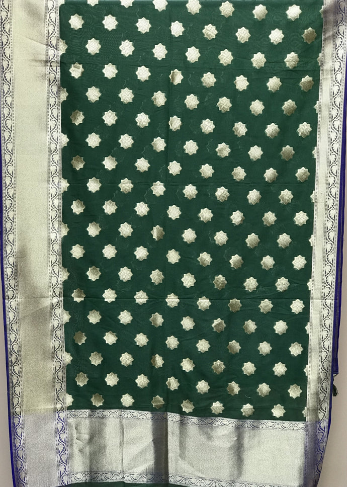 Bottle Green Pure Banaras Silk Dupatta
