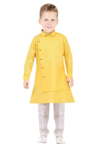 Boys Yellow Cotton Kurta Designer's Collection