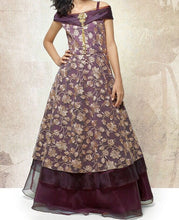 Load image into Gallery viewer, Maroon Floral Embroidery Long Gown for Girls
