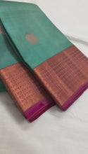 Load and play video in Gallery viewer, Light Teal Color Kanchi Silk Traditional Saree
