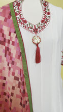 Load and play video in Gallery viewer, White and red color combo georgette shalwar set
