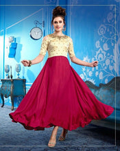 Load image into Gallery viewer, Cream &amp; Maroon Cold Shoulder Embroidery Work Salwar Set
