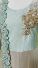 Load and play video in Gallery viewer, Beige and light green color combo shalwar set
