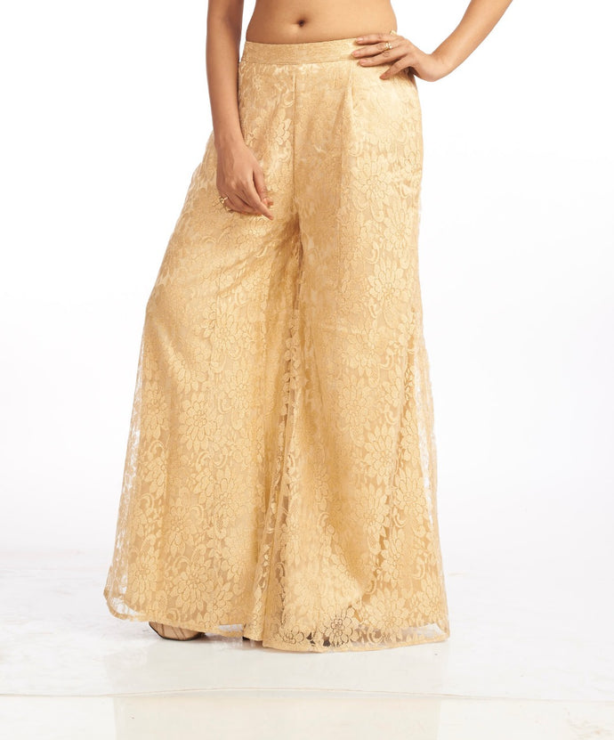 Gold Shimmer Floral net Palazzo