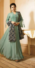 Load image into Gallery viewer, Light Green Long Frock With Floral Dupatta
